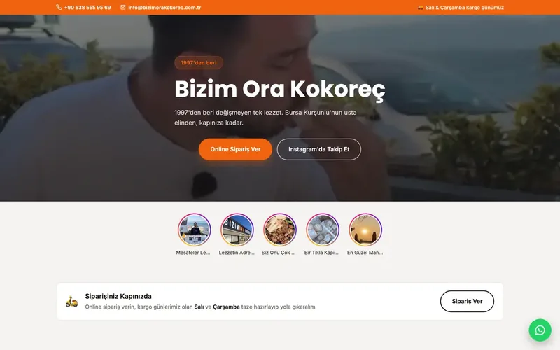 Bizim Ora Kokoreç web sitesi tasarımı
