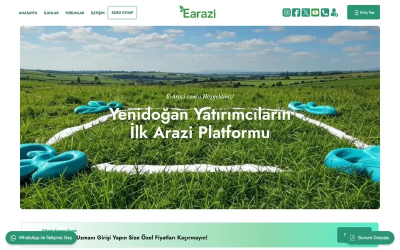 E-Arazi web sitesi tasarımı